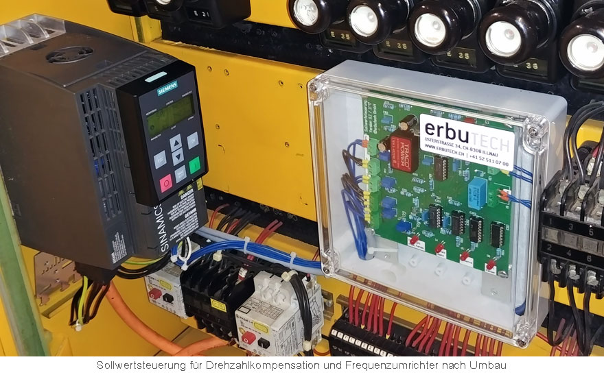Frequenzumrichter Siemens und Drehzahlkompensation mit Sollwertbox Hauptspindelantrieb